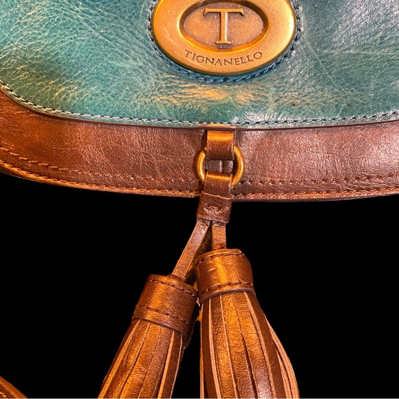 Tignanello Teal Leather Crossbody Bag - Picture 2 of 7